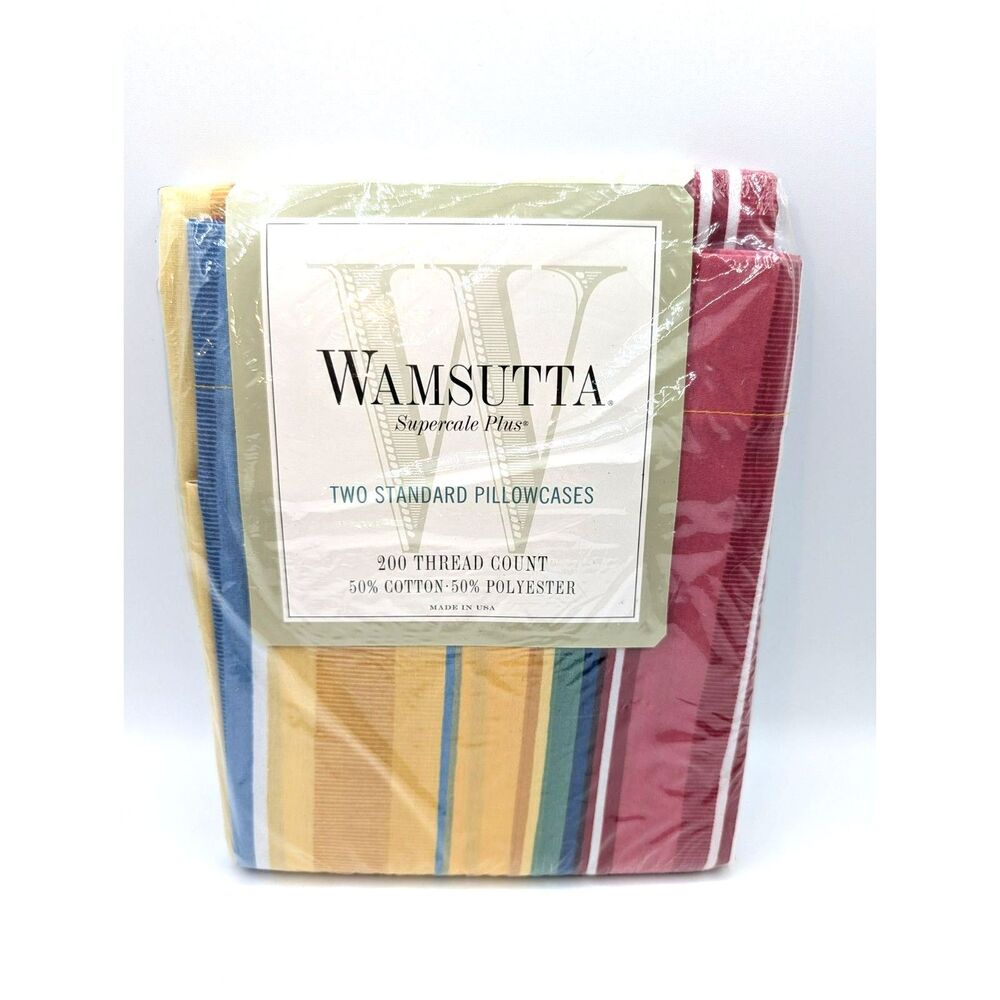 Vtg Wamsutta 2 Standard Pillowcases Supercale Plus 200 Thread Count MultiColor